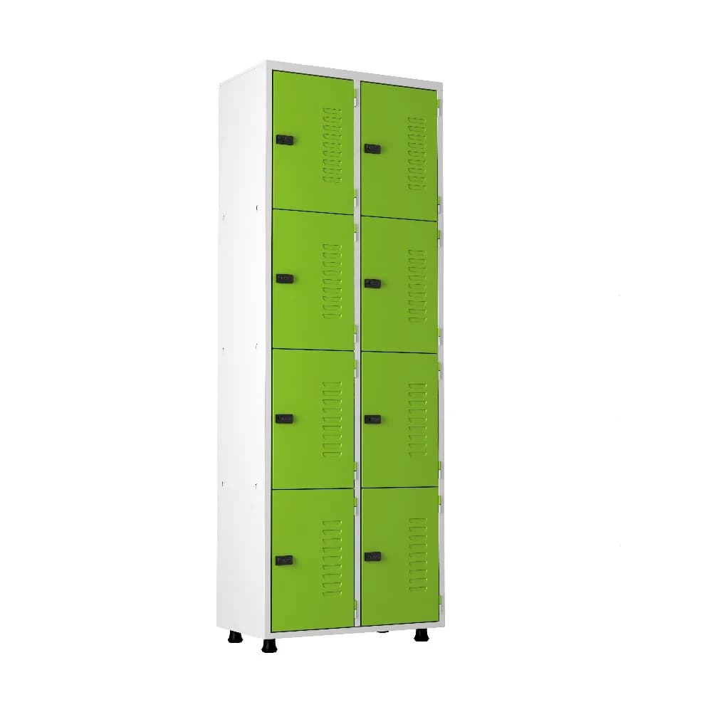 Armário Roupeiro Aço 08 portas Academia Guarda Volume Organizador EA702027 Verde