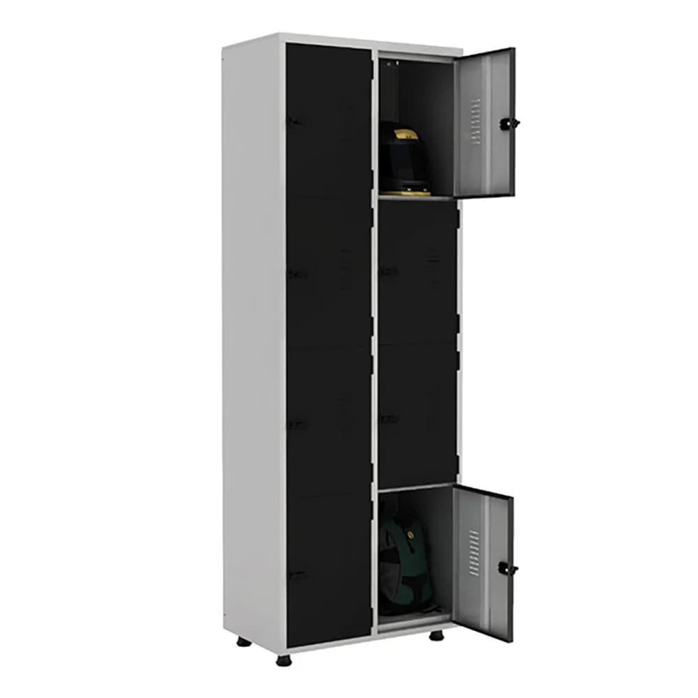 Armário Locker Roupeiro Aço 08 portas Academia Guarda Volume Organizador Fechadura EA702007 Preto