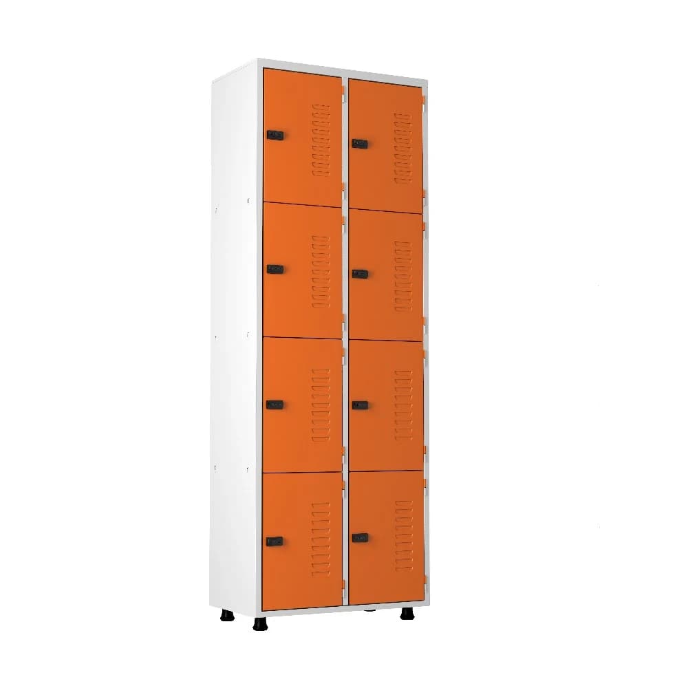 Armário Roupeiro Aço 08 portas Academia Guarda Volume Organizador EA702026 Laranja