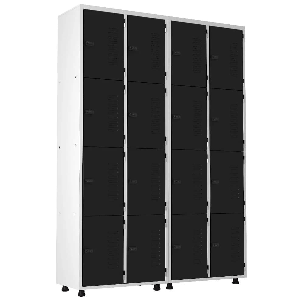 Armário Roupeiro Aço 16 portas Academia Guarda Volume Organizador EA716010 Fechadura