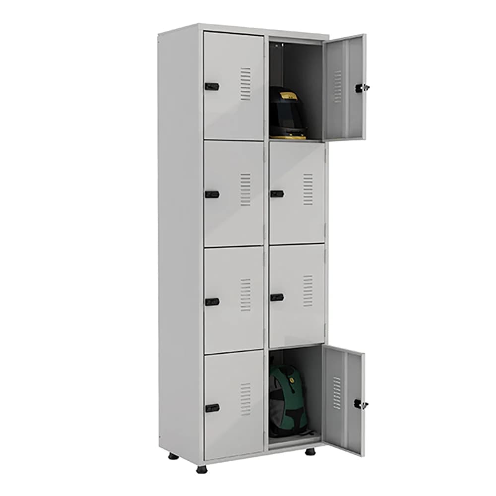 Armário Roupeiro Aço 08 portas Academia Guarda Volume Organizador EA702001 Cinza