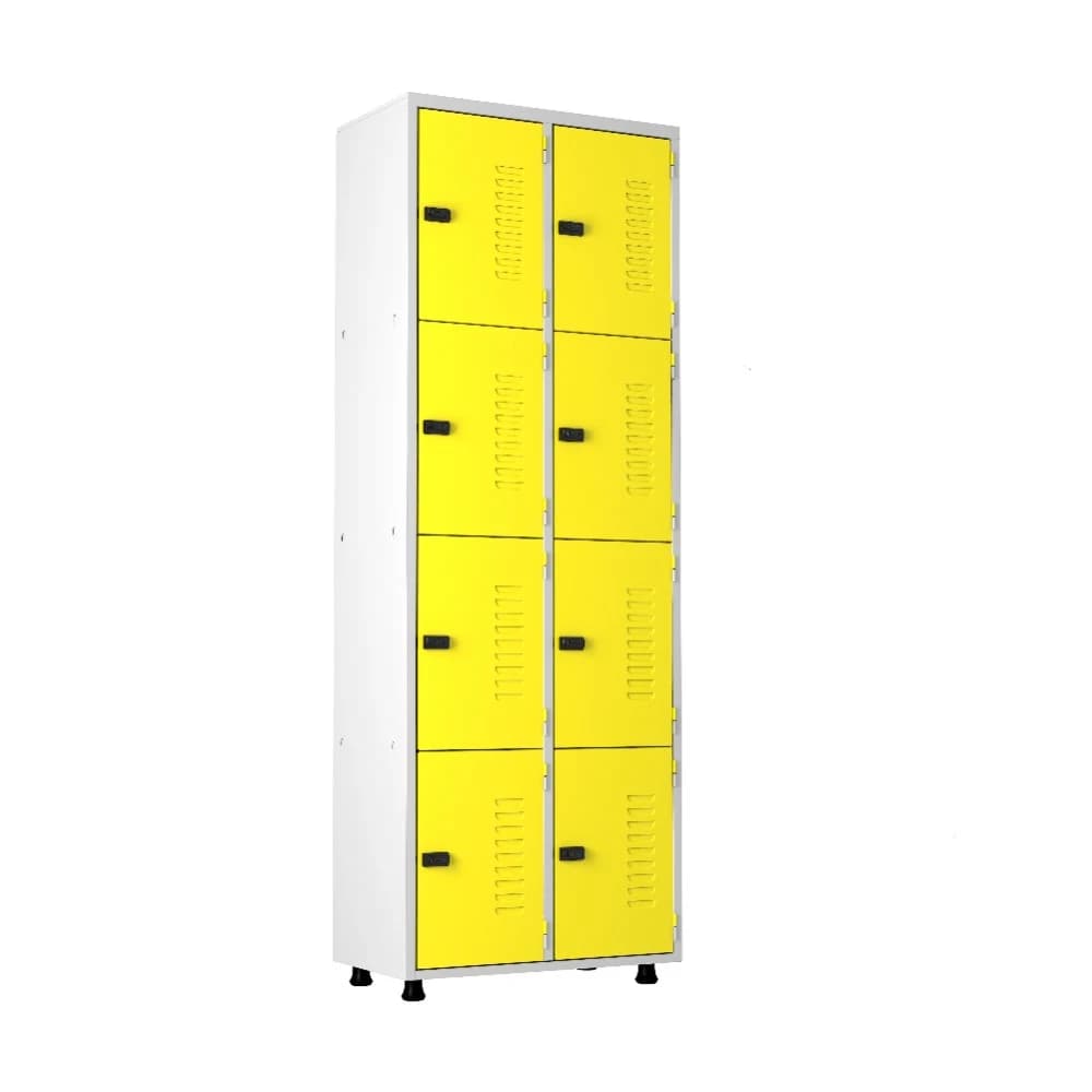 Armário Roupeiro Aço 08 portas Academia Guarda Volume Organizador EA702025 Amarelo