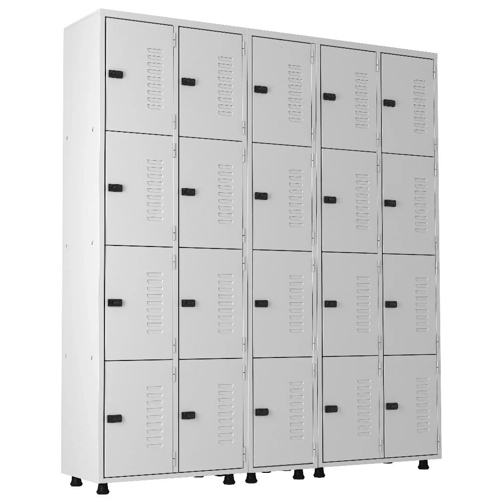 Armário Roupeiro Aço 20 portas Fechadura Academia Guarda Volume Organizador EA717F
